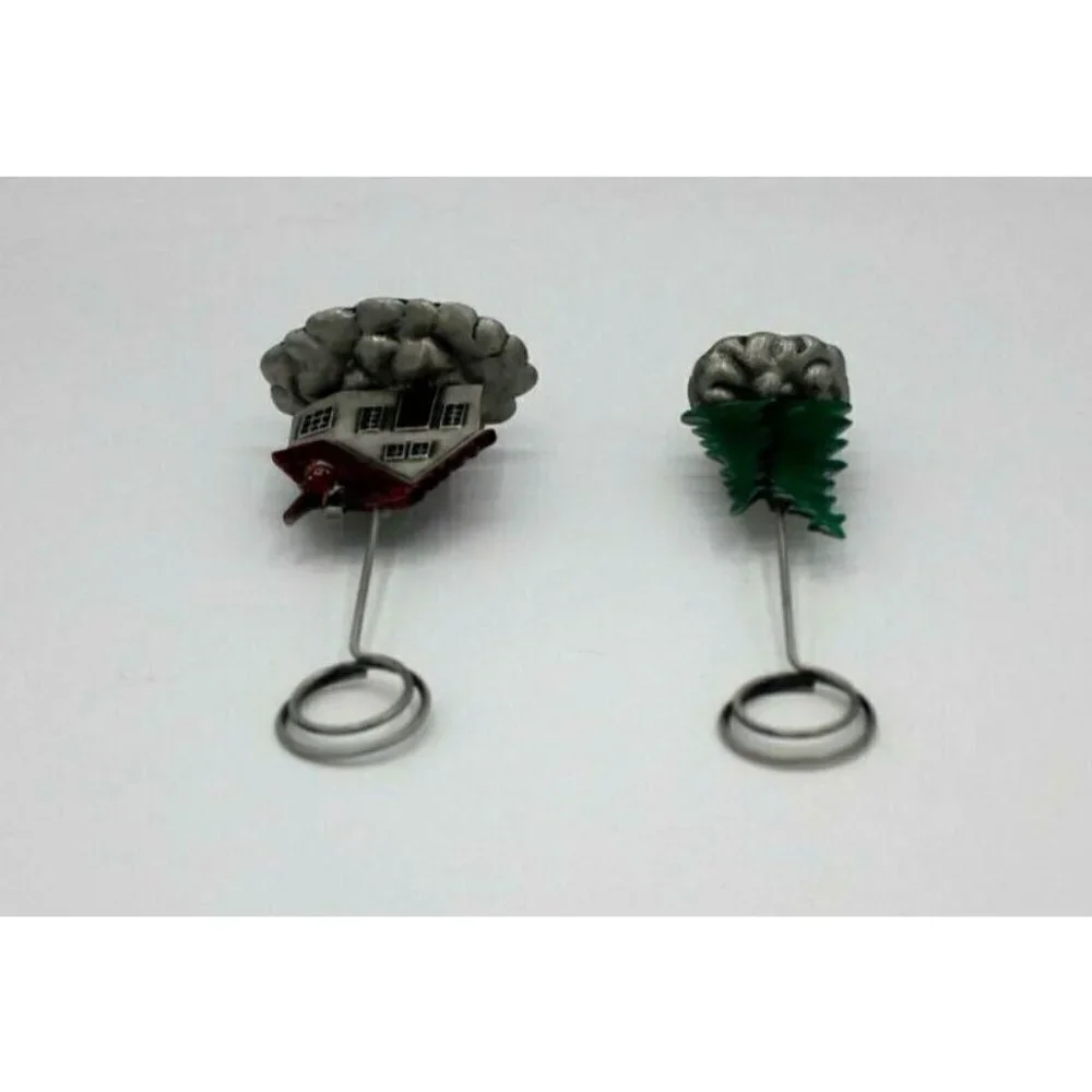 Christmas Place Card Holder Lot 2 Photo Tree House Cardinal Red Silver Tone